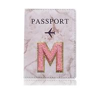 HIKOO DAILY Étui de protection tendance pour passeport - Motif lettre brodée - Portefeuille - En cuir synthétique - Unisexe, A 1476 (M), Taille unique