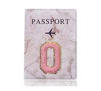 HIKOO DAILY Étui de protection tendance pour passeport - Motif lettre brodée - Portefeuille - En cuir synthétique - Unisexe, A 1478 (O), Taille unique