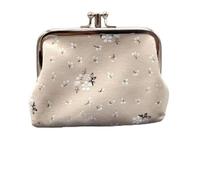 HIKOO DAILY Lot de 2 porte-monnaie à double couche imprimés fleurs pour femme, beige, Taille unique