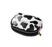 HIKOO DAILY Lot de 2 porte-monnaie à motif vache mignon pour femmes, porte-cartes, étudiants, double poche zippée, sac de rangement portable pour rouge à lèvres, cartes bancaires, 2, Taille unique