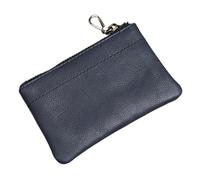 HIKOO DAILY Lot de 2 porte-monnaie en cuir véritable pour homme - Style rétro - En cuir de vache - Fait à la main - Fermeture éclair - Pour clés de voiture, bleu, Taille unique