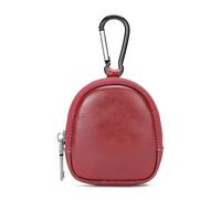 HIKOO DAILY Mini porte-monnaie en cuir véritable vintage avec fermeture éclair pour clés, Rouge bordeaux/blanc, Taille unique