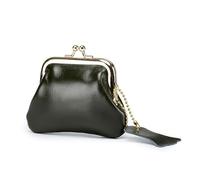 HIKOO DAILY Porte-monnaie élégant en cuir de vache véritable pour femme, Vert, 1 pièce