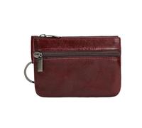 HIKOO DAILY Porte-monnaie vintage en cuir véritable pour homme avec fermeture éclair, Petit sac à main Winered, Taille unique