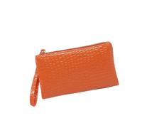 HIKOO DAILY Portefeuille long en polyuréthane avec motif crocodile pour femme - Porte-monnaie - Fermeture éclair - Poche pour téléphone - Porte-cartes de crédit, Orange, 5 pièces