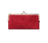 HIKOO DAILY Portefeuille long multifonction de couleur unie, porte-monnaie vintage, porte-cartes pour femme, portefeuille à fermeture éclair, Qb332-rouge, 1PCS