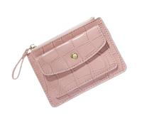 HIKOO DAILY Portefeuille tendance pour femme avec poche à fermeture éclair - Pochette en cuir synthétique - Porte-monnaie multi-cartes - Petit portefeuille, rose, Taille unique
