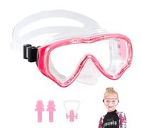 HIKOTEY Masque de Plongée pour Enfant 4-16 Ans,Lunettes de Plongée Panoramiques 180°,Lentille en Verre Trempé Antibuée et étanche,Comprend des Bouchons d'oreilles étanches et Un Pince-Nez