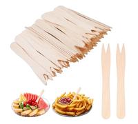 HIKPACKER 400 Pièces Fourchette Des Frites en Bois Bio,8.5cm × 1cm | Fourchettes À Frites en Bois,Biodégradable Fourchettes à Apéritif,pour Fête,Anniversaires,Camping et Pique-Niques