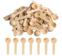 HIKPACKER Lot 50 Mini Cuillères À Épices Bois Rondes 6,8cm Multiusage