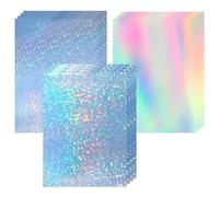 HIKPACKER Lot de 12 Feuilles de Vinyle Adhésif Holographique A4, 3 Motifs, 21 x 29,7 cm