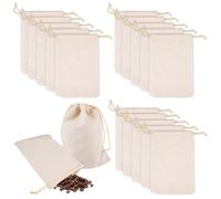 HIKPACKER Lot de 15 Pochon Tissu avec Cordon De Serrage,20cm×15cm | Sac à Cordon en Velours Beige,Sac Tissus,Fabric Drawstring Bag pour Mariage,Anniversaire,Fêtes,Avènement,Réutilisable