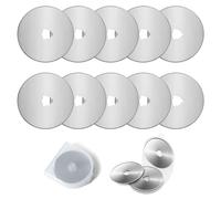 HIKPACKERLames pour Cutter Rotatif de 45 mm, 10 Pièces Lames de Coupe Rondes en Acier, Lames Rondes avec Étui de Rangement, Lames de Cutter rotatif en Acier, Très Pointu pour Tissu Cuir Papier