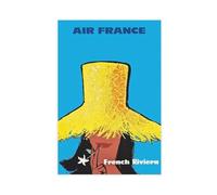 HIKPYY Poster vintage Air France - Côte d'Azur - Poster sur toile - Décoration murale pour salon, chambre à coucher - 30 x 45 cm
