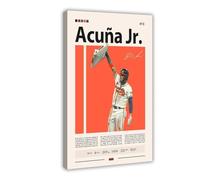 HIKPYY Ronald Acuna Jr. Poster Atlanta Braves Baseball fait à la main sur toile - Décoration murale pour salon, chambre à coucher - 60 x 90 cm
