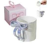 Hiksee Tasse à café mignonne avec anse en porcelaine nacrée Arc, Mug Amour, Tasse à café - Cadeau pour femme, petite amie, maman, collègue(Emballage de boîte cadeau)