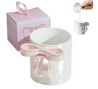 Hiksee Tasse à café mignonne avec anse en porcelaine nacrée Arc, Mug Amour, Tasse à café - Cadeau pour femme, petite amie, maman, collègue(Emballage de boîte cadeau)