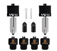 HIKUDIY Lot de 2 embouts Hotend de 0,6 mm pour Bambu Lab P2S/H2S/H2D/H2D Laster/H2D AMS Combo/A1/A1 Mini, tête d'impression extrudeuse à changement rapide avec 2 embouts en silicone supplémentaires en