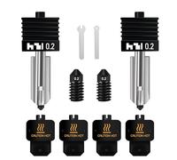 HIKUDIY Lot de 2 hotend de 0,2 mm pour Bambu Lab P2S/H2S/H2D/H2D Laster/H2D AMS Combo/A1/A1 Mini, tête d'impression extrudeuse à changement rapide avec 2 embouts en silicone supplémentaires en acier