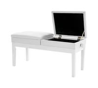 HIKUUER Banc de piano double places avec boîte de rangement et assise en polyuréthane - Assises indépendantes - Réglable en hauteur - Charge maximale : 200 kg - Blanc