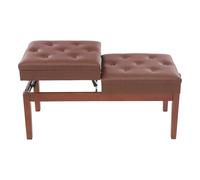 HIKUUER Banc de piano double places avec boîte de rangement et assise en polyuréthane - Assises indépendantes - Réglable en hauteur - Charge maximale : 200 kg - Marron