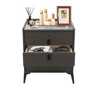 HIKUUER Table de chevet LED avec fonction de charge - Table de chevet intelligente avec serrure à empreintes digitales et fonction audio Bluetooth - Deux méthodes de charge USB - Capteur automatique