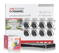 HIKV Kit de caméra de sécurité 8 canaux, DS-7608NXI-K2/8P 8CH 4K Acu-Sense PoE NVR + 8 x DS-2CD2347G2H-LIU 4MP Smart Hybrid Light Color VU AI Détection VCA Tourelle IP, compatible avec Hikvision
