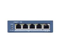 Hikvision DS-3E0505P-E commutateur réseau Non-géré Gigabit Ethernet (10/100/1000) Connexion Ethernet, supportant l'alimentation via ce port (PoE) Bleu