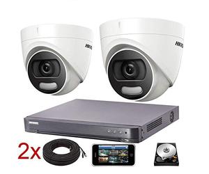 Hikvision DS-7204HUHI-K1 DS-2CE72HFT-F28 Système de vidéosurveillance 4K DVR 5 MP Caméra dôme IP67 20 m UK - DS-7204HUHI-K1 - DS-2CE72HFT-F28 (2 caméras, pas de disque dur)