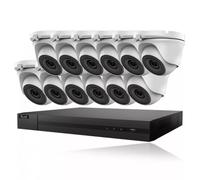 Hikvision Hilook Kit de vidéosurveillance 16 canaux et 16 x 2 MP (1080P) dôme gris pour extérieur et intérieur avec caméra de vidéosurveillance étanche à la maison, détection de mouvement, alerte e-mail et application
