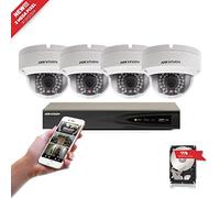 Hikvision USA Kit IP 4 canaux 3 mégapixels avec 4 mini dôme DS-2CD2132F-I et disque dur 1 To