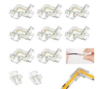 Hilacini 10 Pièces Connecteur LED COB 8mm 2Pin, Connecteur LED en L Angle 90°, Sans Soudure pour Bande COB, Raccord Rapide Réutilisable pour Ruban, Installation Facile pour Coins Meubles Armoires