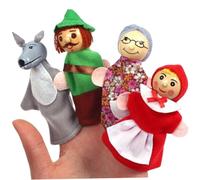 Hilai 4 Pièces/Ensemble Marionnettes à Main pour Enfants, Marionnettes à Main du Petit Chaperon Rouge, Jouet de Jeu de Rôle Interactif, Théâtre Dessin Animé pour Enfants, Conte Contes