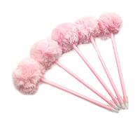 Hilai 5 PCS Gel stylo mignon pom-pom en plastique ballpoint de bille de bille de balle de balle caricature des enfants avec un stylo à billes