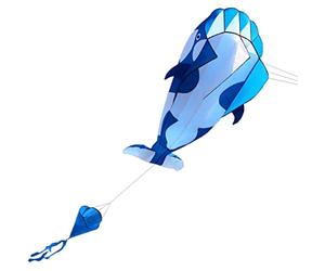 Hilai Cerf-Volant 3D sans Cadre, en Paraffine Souple, Baleine géante, Grand cerf-Volant de Plage, Jouet Amusant pour Enfants, Bleu et Blanc