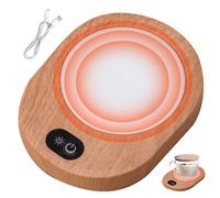 Hilai Chauffe-Tasse USB Chauffe-Tasse pour Bureau à café en Bois 55-65 ℃ Café à température constante Dessous de Verre Chauffant Portable pour thé au Lait de Cacao Bureau Domicile Pas Batterie p