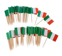 Hilai Drapeau de Cure-Dents en Italie, bâtonnets de Cocktail Mini Drapeau de bâton Italien Toppers à Cupcake cueille décoration 100pcs