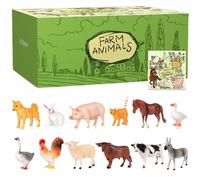 Hilai Ensemble d'animaux de Ferme 12 pièces, Jouets d'animaux de Ferme réalistes Comprenant Un Coq, Une chèvre, Un Taureau et 'Autres Jouets éducatifs 'Apprentissage, Cadeau 'Anniversaire, décoration