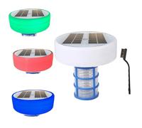 Hilai Ioniseur Solaire de Piscine réduit Le Chlore Ioniseur de Piscine en cuivre avec lumière RVB élimine Les algues, Haute efficacité, Garde Le Soleil Propre et Clair pour Le Hors Sol