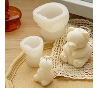 Hilai Moule Bougie Silicone,Moules de Bougie en Silicone d'ours, 3D Bear Forme de Moule de Moule de Moule en plâtre Savon Faire pour la décoration de Cadeau Fait Main Craft DIY 9.2x10.2cm