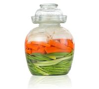 Hilai Récipient à cornichons, pot de fermentation de qualité alimentaire 2, 5 L, récipients à kimchi traditionnels avec bouchon bol, pot en verre transparent avec couvercle, kit fermentation pour d