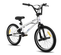 Hiland 20"" Kids BMX Freestyle Bike , rotation à 360 degrés，avec 2 repose-pieds en acier et roue libre - Blanc