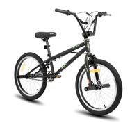 HILAND BMX Freestyle 20 Pouces avec 4 Pegs pour Roues et Système de Direction Rotor 360° pour Garçons, Filles et Adolescents à partir de 7 ans en haut, Noir