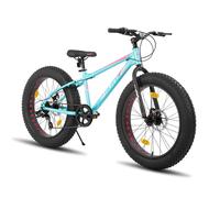 HILAND Roon, VTT enfant garçon et fille, pneus épais, moyeu Shimano 7 vitesses, frein à disques à double action, vert, 26 pouces