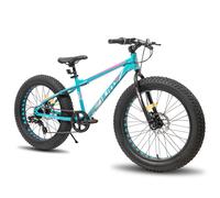 HILAND Roon VTT enfant pour garçon et fille, pneus épais, 7 vitesses Shimano, frein à disques double, Vert, 20 pouces