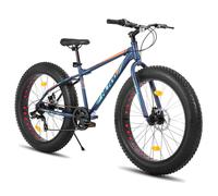 HILAND Roon VTT enfant pour garçon et fille, pneus épais, moyeu Shimano 7 vitesses, freinage à disques double, bleu, 24 pouces