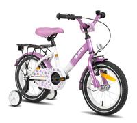 HILAND Starry, Vélo enfant pour garçon et fille, de 4 à 7 ans, avec roues d’apprentissage, sonnette et porte-bagages arrière, Violet, 16 pouces