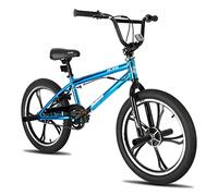 HILAND Vélo BMX 20 Pouces, 5 Rayons, Rotor 360°, Freestyle, 4 pegs, Convient aux Jeunes pour l'entraînement et Les Cascades, Bleu