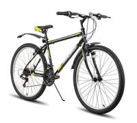 HILAND Vélo de montagne unisexe 24 pouces, cadre 21 vitesses en acier à haute teneur en carbone,noir