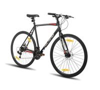 Hiland Vélo de route 28"",vélo de ville avec freins à disque pour hommes et femmes,Cadre léger en alliage d'aluminium,Noir